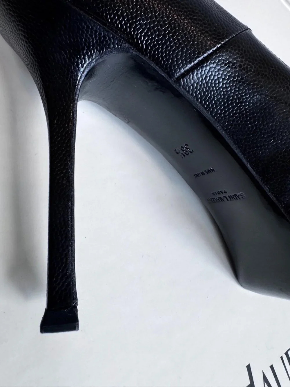YSL Platform Stilettos, BLACK leather,  Size 38.5 / 8 1/2 US
